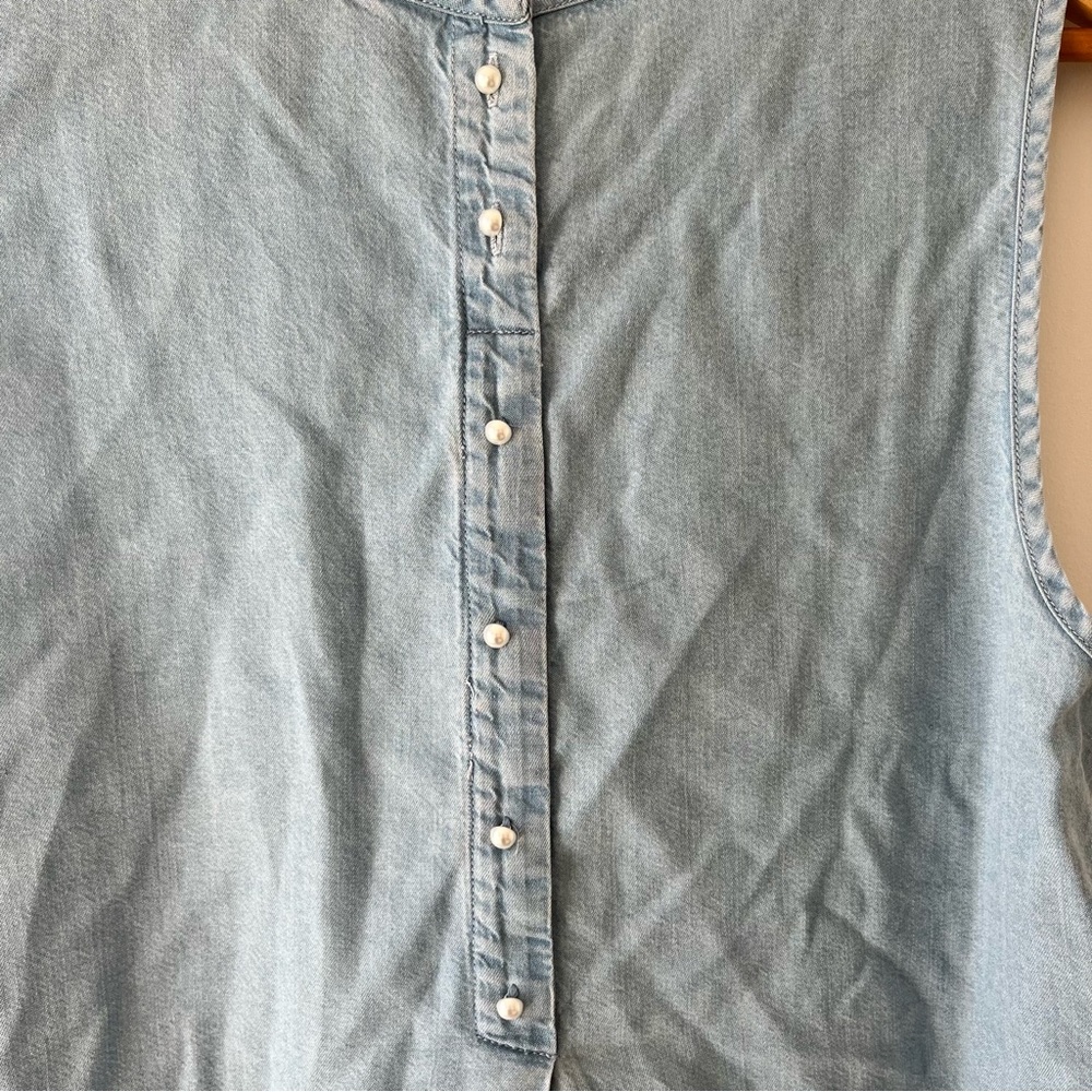 Forever New Blue Denim-like & Lace Top Size 12 - Picture 6 of 7